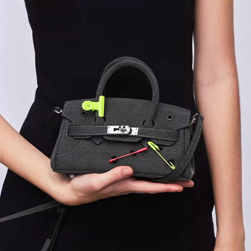 小众恶搞铂金包包女ins潮迷你牛仔帆布辣妹包高级感单肩斜挎包