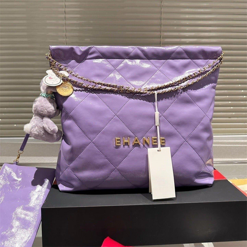 小香风菱格链条包包女2024新款春mini垃圾袋包通勤斜挎迷你托特包