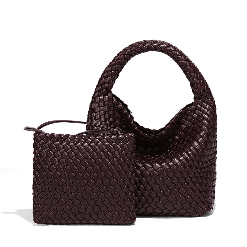 女包工厂2025新品手工编织包包女单肩斜挎腋下手提时尚子母托特包