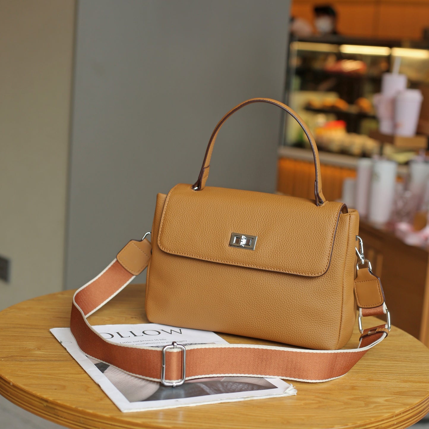 头层togo牛皮手提包通勤百搭单肩包女包时尚小众配双肩带无痕代发