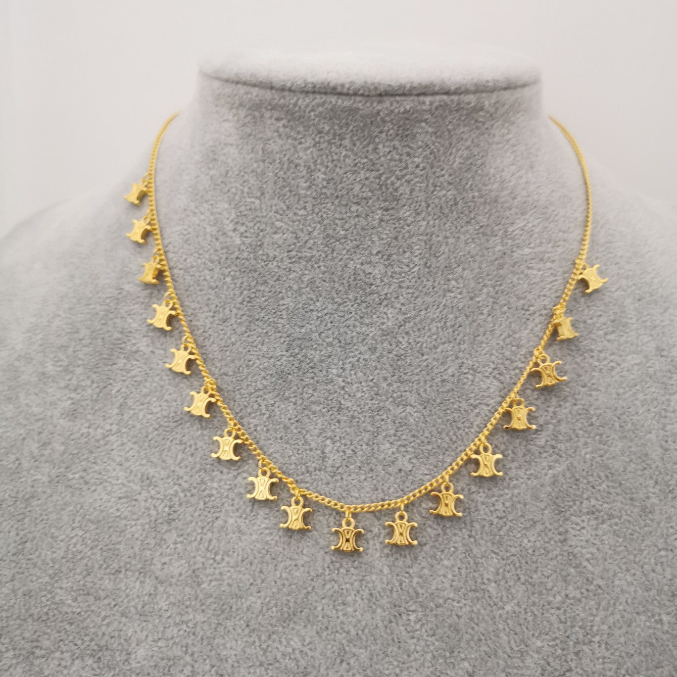 赛林22新款凯旋门吊坠耳钉女气质CEL风浮雕铜镀24K银针几何形耳环