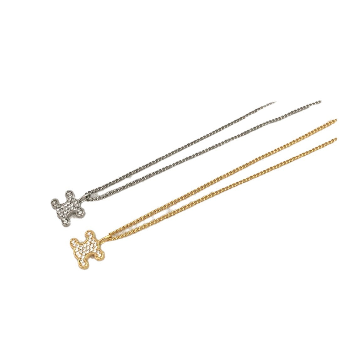 赛林家22新款凯旋门满钻项链女耳环高级感气质Cel风锁骨链颈链