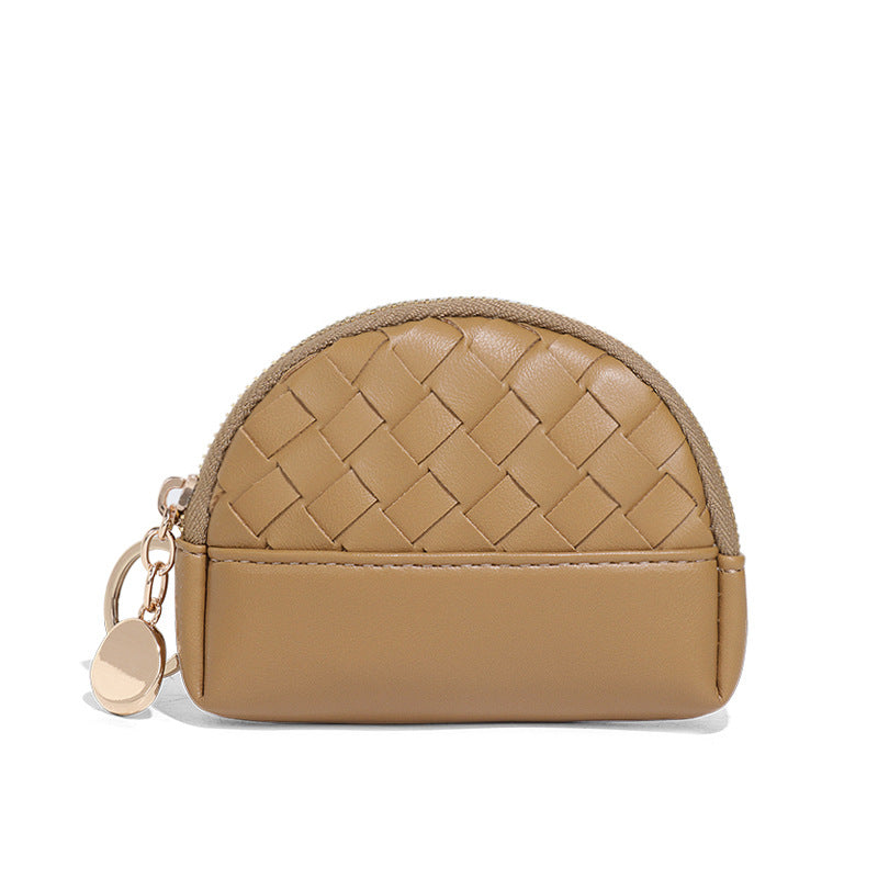 2025新款女包手工编织女钱包简约零钱包钱夹PU皮革小拉链化妆包包