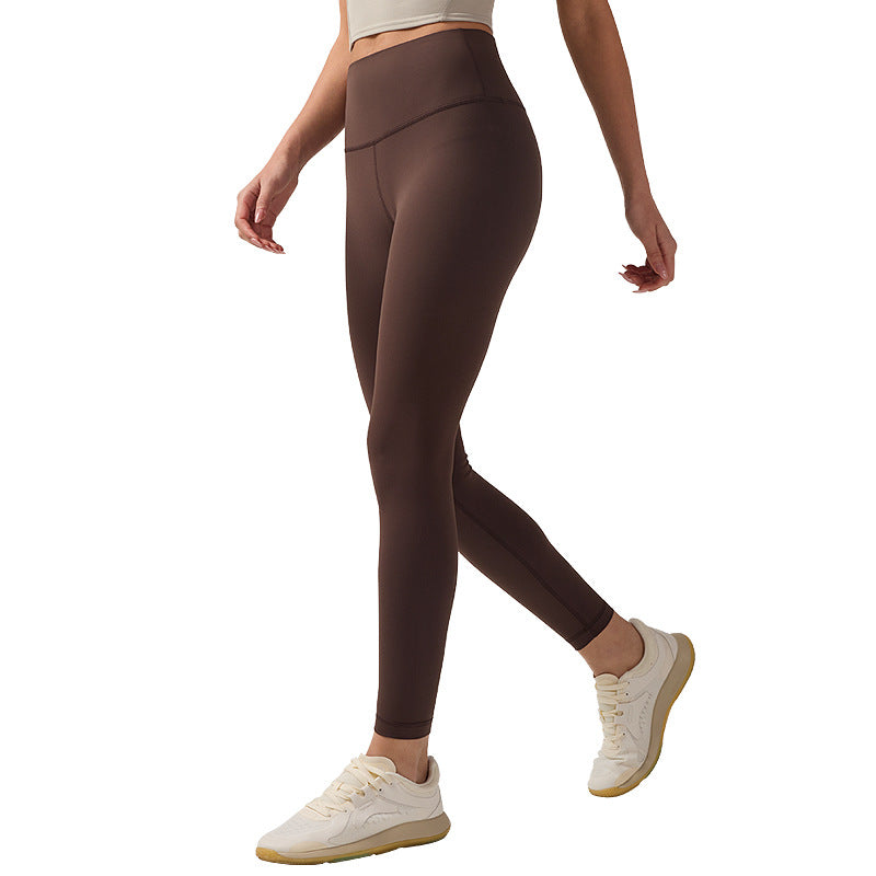 磨毛lulu瑜伽裤女裸感高腰提臀健身裤吸湿透气24"弹力运动紧身裤