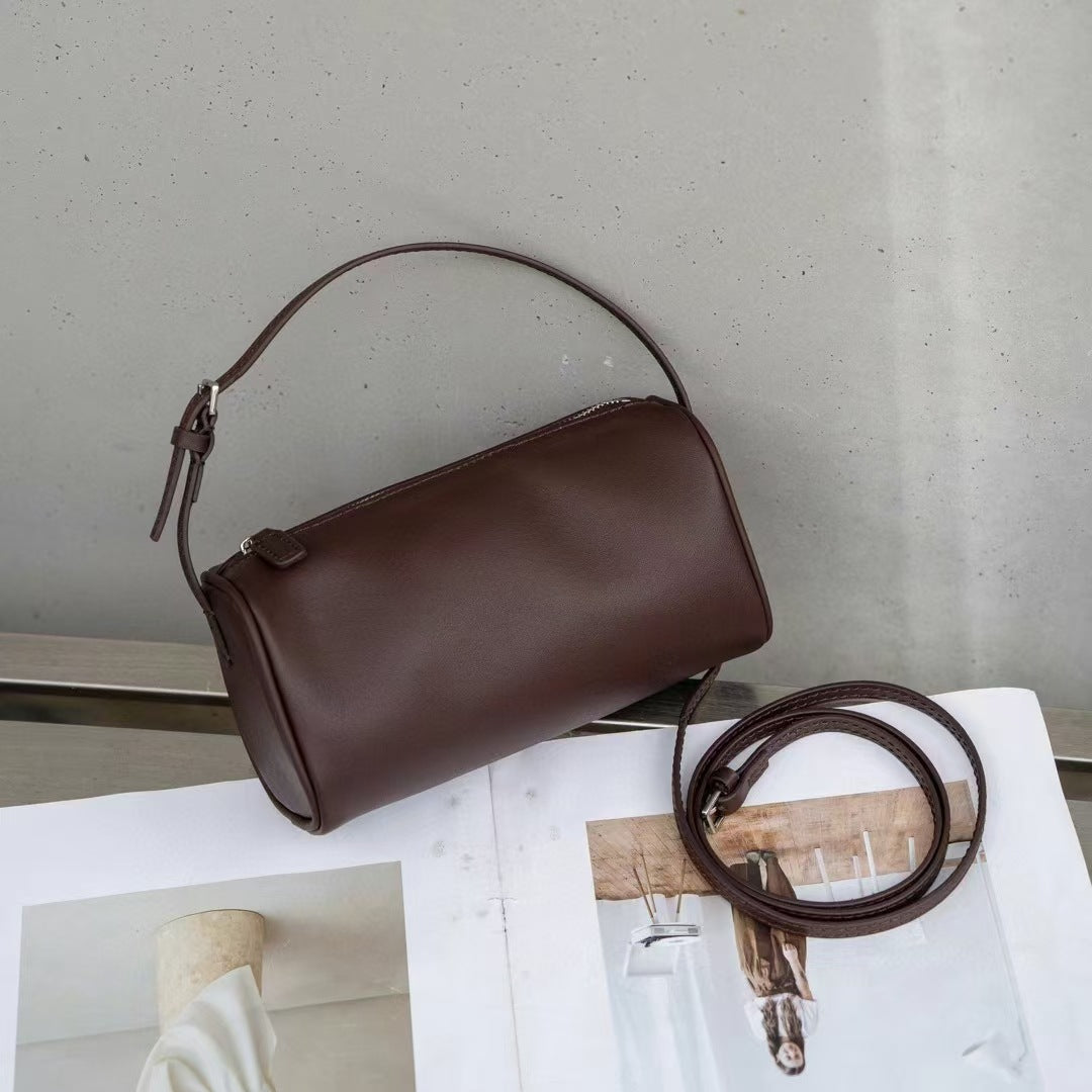 25秋冬90'S同款笔袋迷你小包圆筒笔袋包女士羊皮休闲百搭手提包