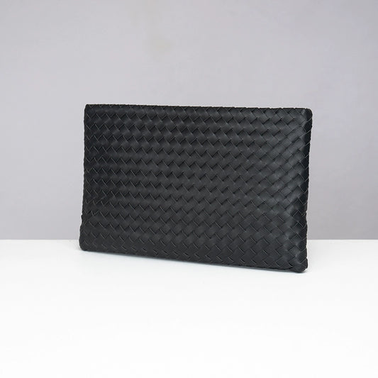 X&BV手包男真皮男士手拿包大容量商务休闲编织手抓包夹包信封包男