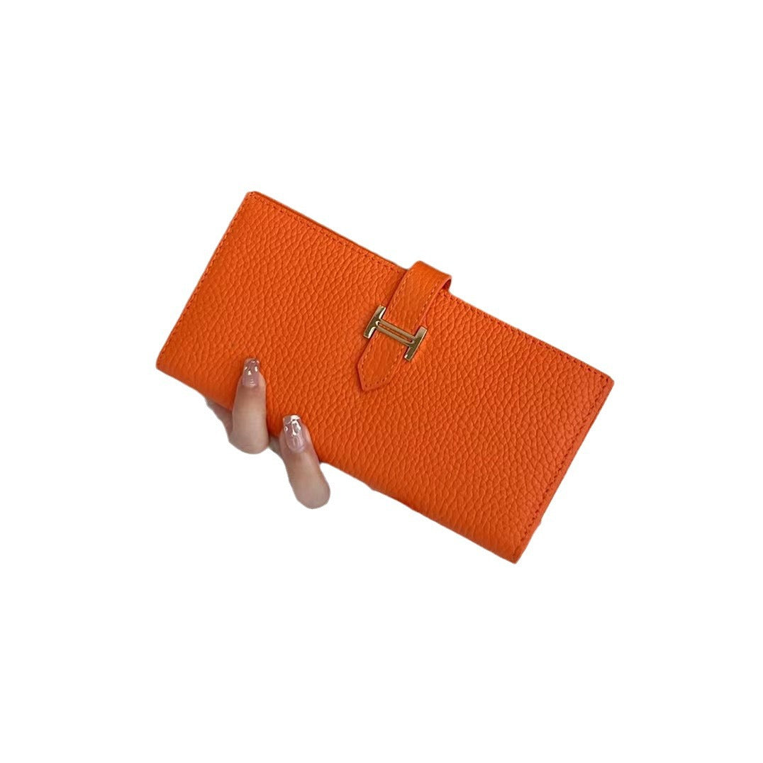 纯牛皮软皮长款超薄钱包大容量放手机女休闲气质真皮驾驶证包钱夹