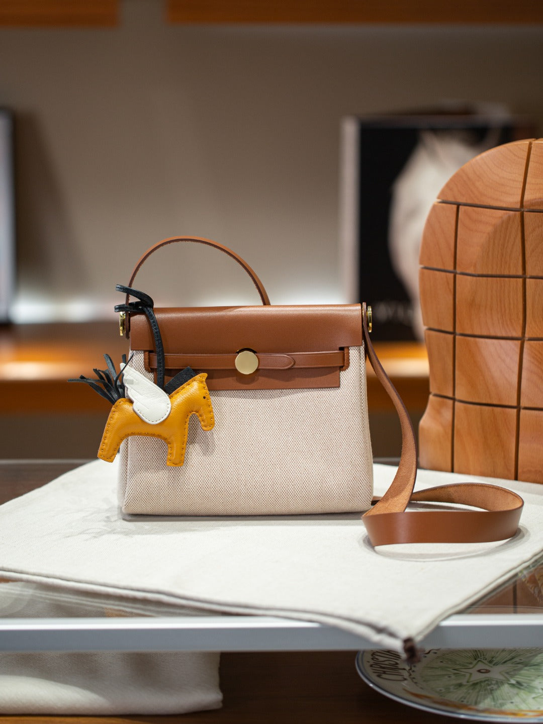 手工miniherbag真皮内缝凯莉包牛皮帆布拼色撞色手提包单肩斜挎包