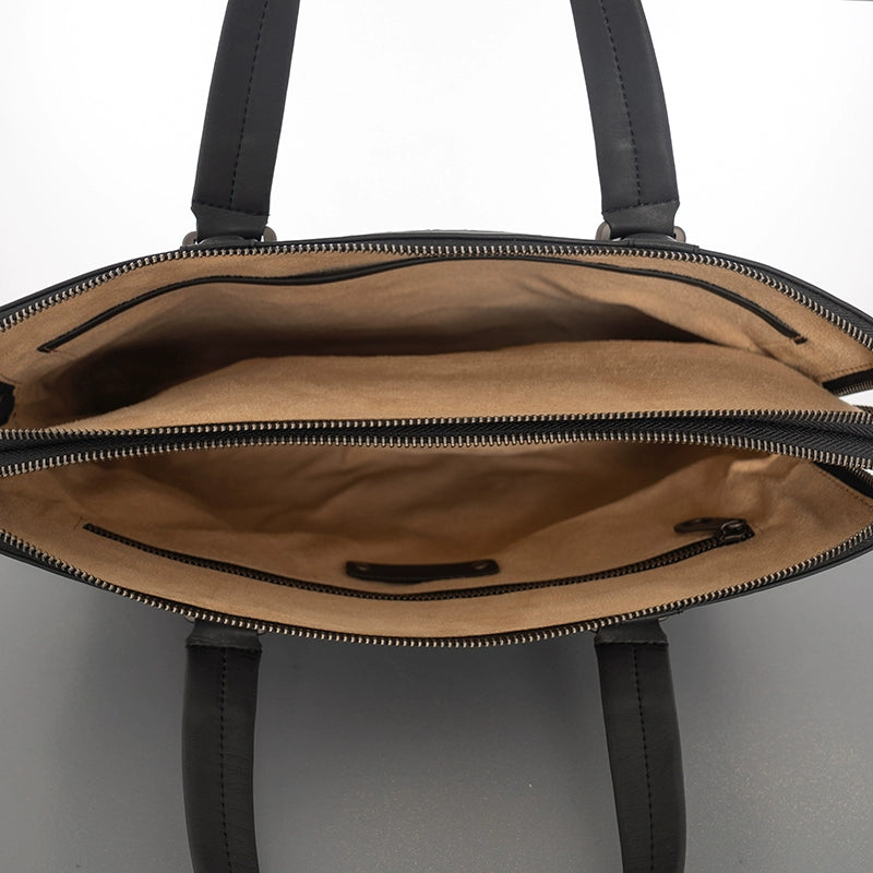 X&BV公文包男商务简约大容量男士包包编织真皮男包单肩包手提包潮