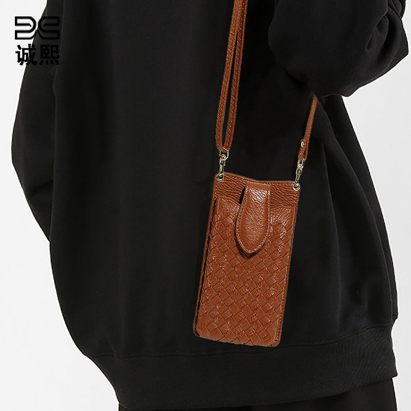 跨境时尚手工编织包纯色小巧卡包手机包潮流百搭单肩斜跨迷你女包