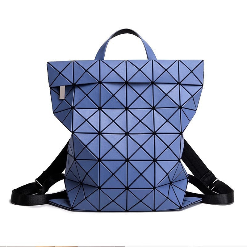 日韩新款男女通用几何菱格双肩包学生书包大容量电脑包旅行背包潮