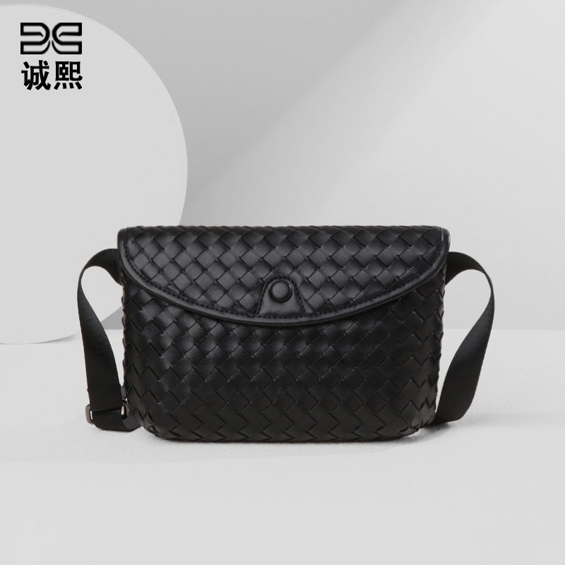 外贸批发宽肩带腰包2025新款韩版胸包手工编织女包休闲单肩小挎包