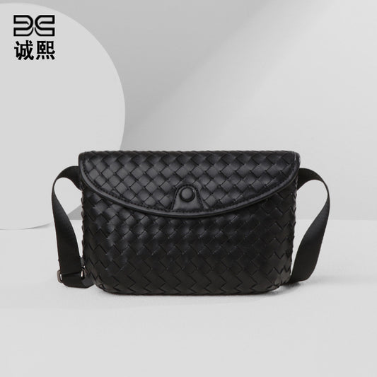 外贸批发宽肩带腰包2025新款韩版胸包手工编织女包休闲单肩小挎包