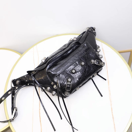 b家ins风机车包夏天包包斜挎腰包小众百搭真皮女式胸包女潮 代发