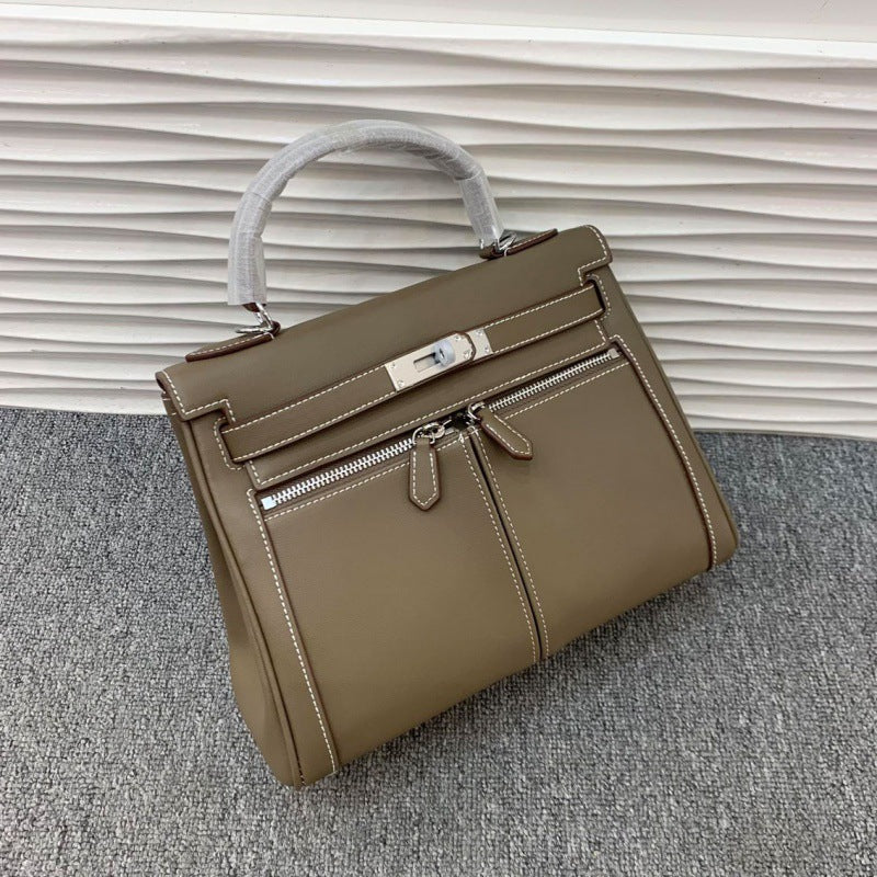 大牌仿牌新款swif双肩带凯莉包牛皮女包单肩斜挎手提包包一件代发