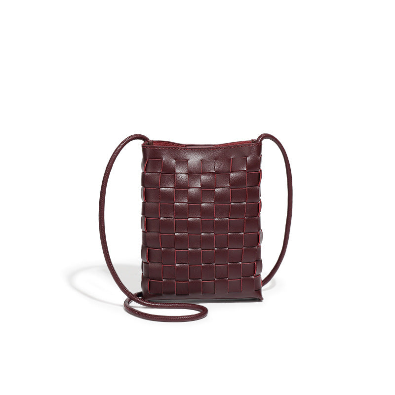 2025新款手机包包女外贸复古时尚手工编织包欧美简约百搭单肩斜跨