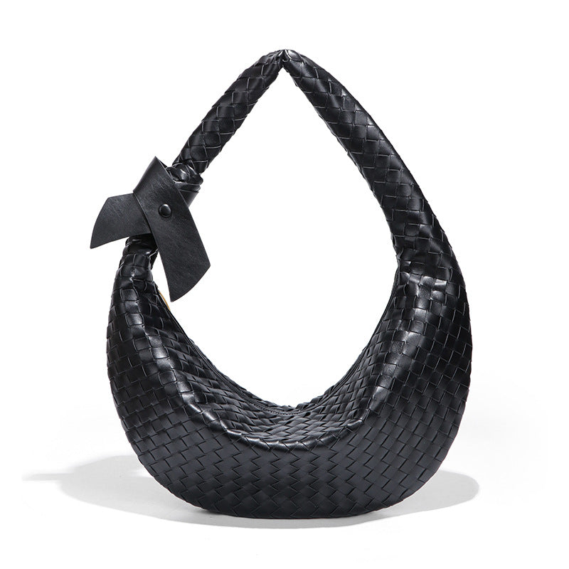 韩版新品大容量单肩斜挎女包时尚手工编织包包复古休闲潮流饺子包