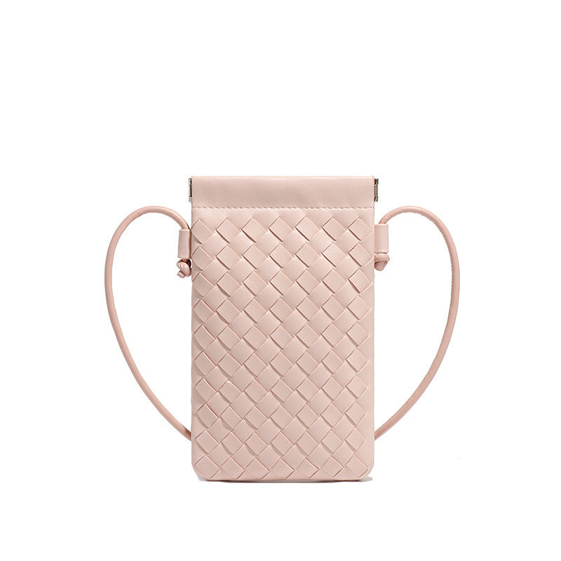 简约时尚新款迷你手机包手工编织包潮流复古小零钱包单肩斜挎女包