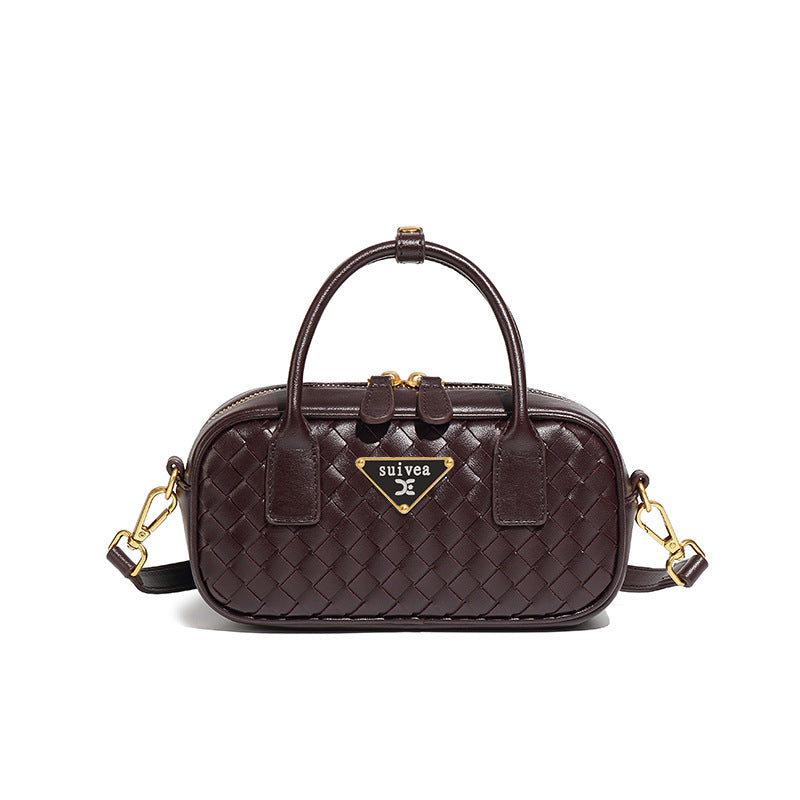 新款潮流枕头包单肩斜挎小方包高级感百搭手拎包时尚手工编织包包