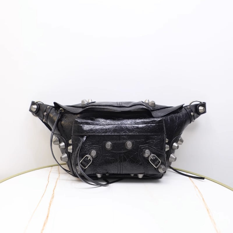 b家ins风机车包夏天包包斜挎腰包小众百搭真皮女式胸包女潮 代发