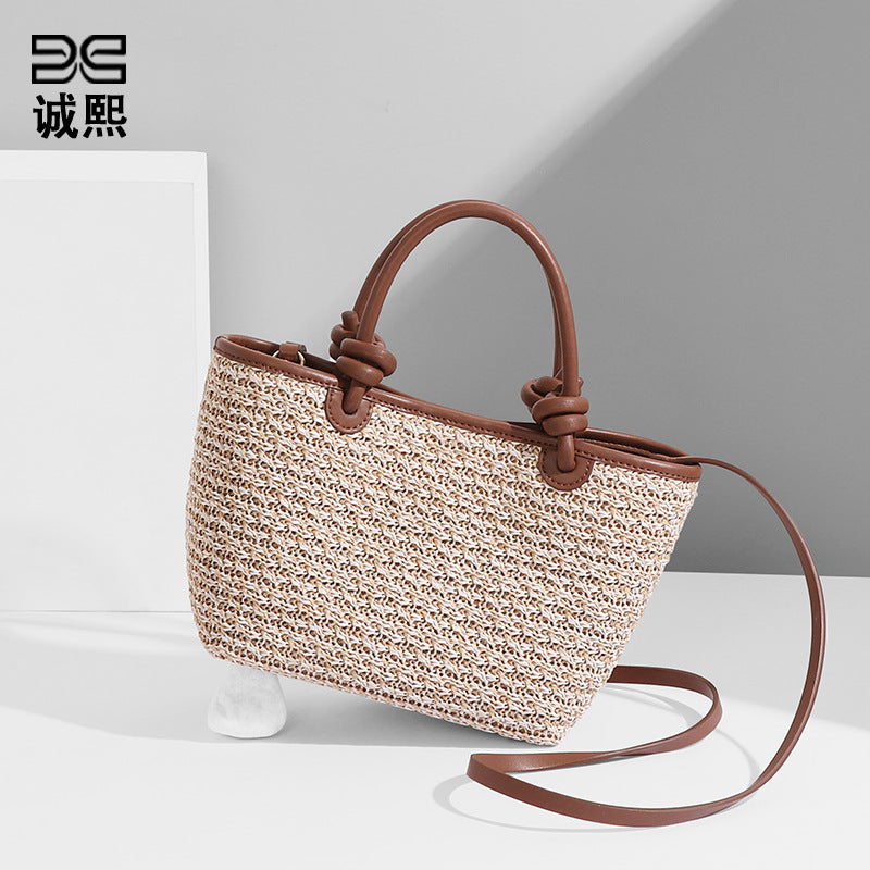 批发包包女清新文艺简约百搭时尚草编沙滩包单肩手提托特包斜挎包