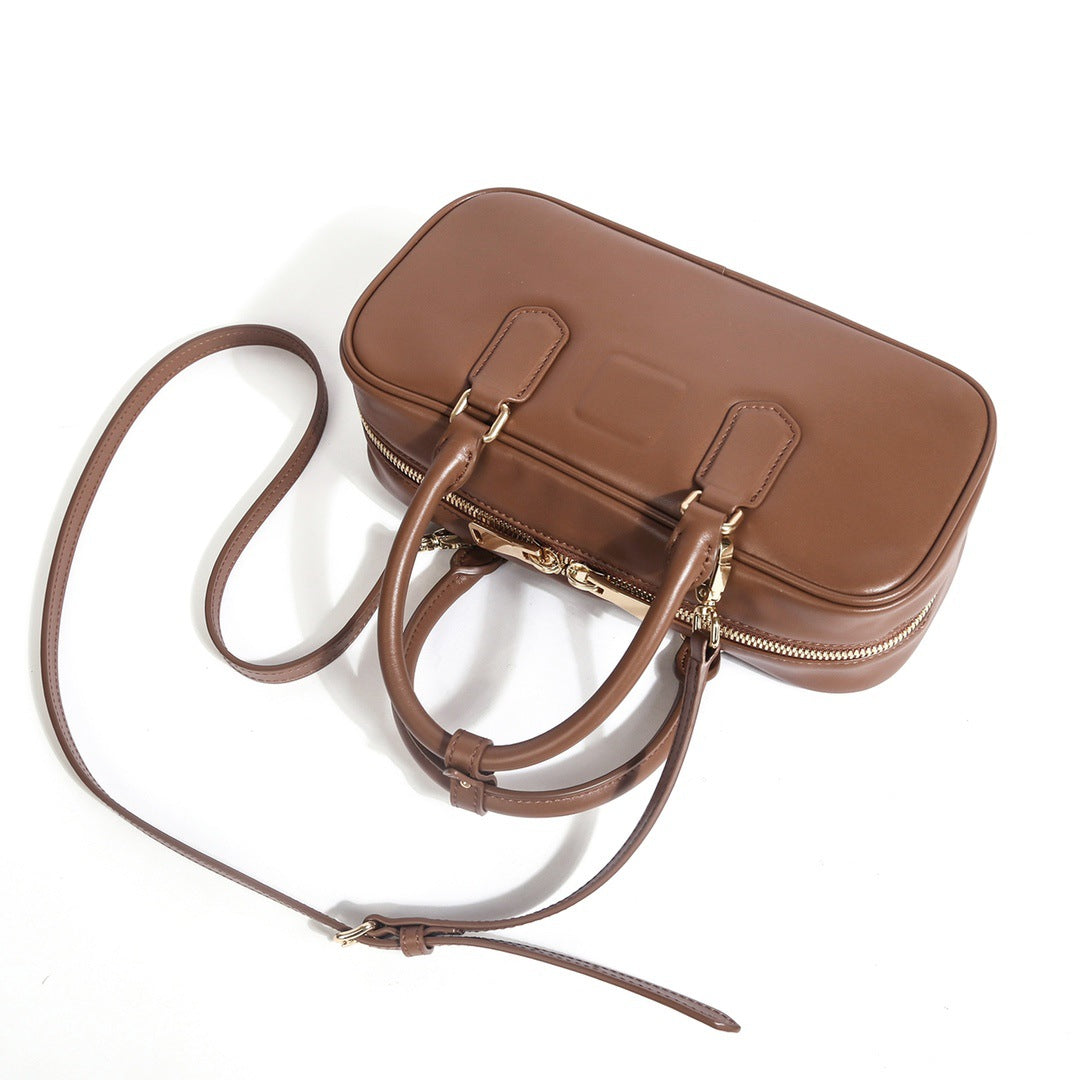 新款ins时尚款保龄球包枕头包百搭横款手提包波士顿包单肩斜挎包