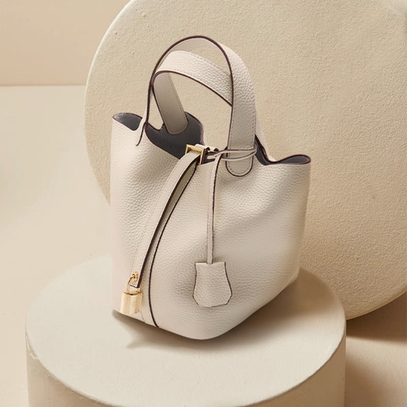 软糯头层togo牛皮真皮菜篮子女包小水桶包手提包大容量手拎包代发