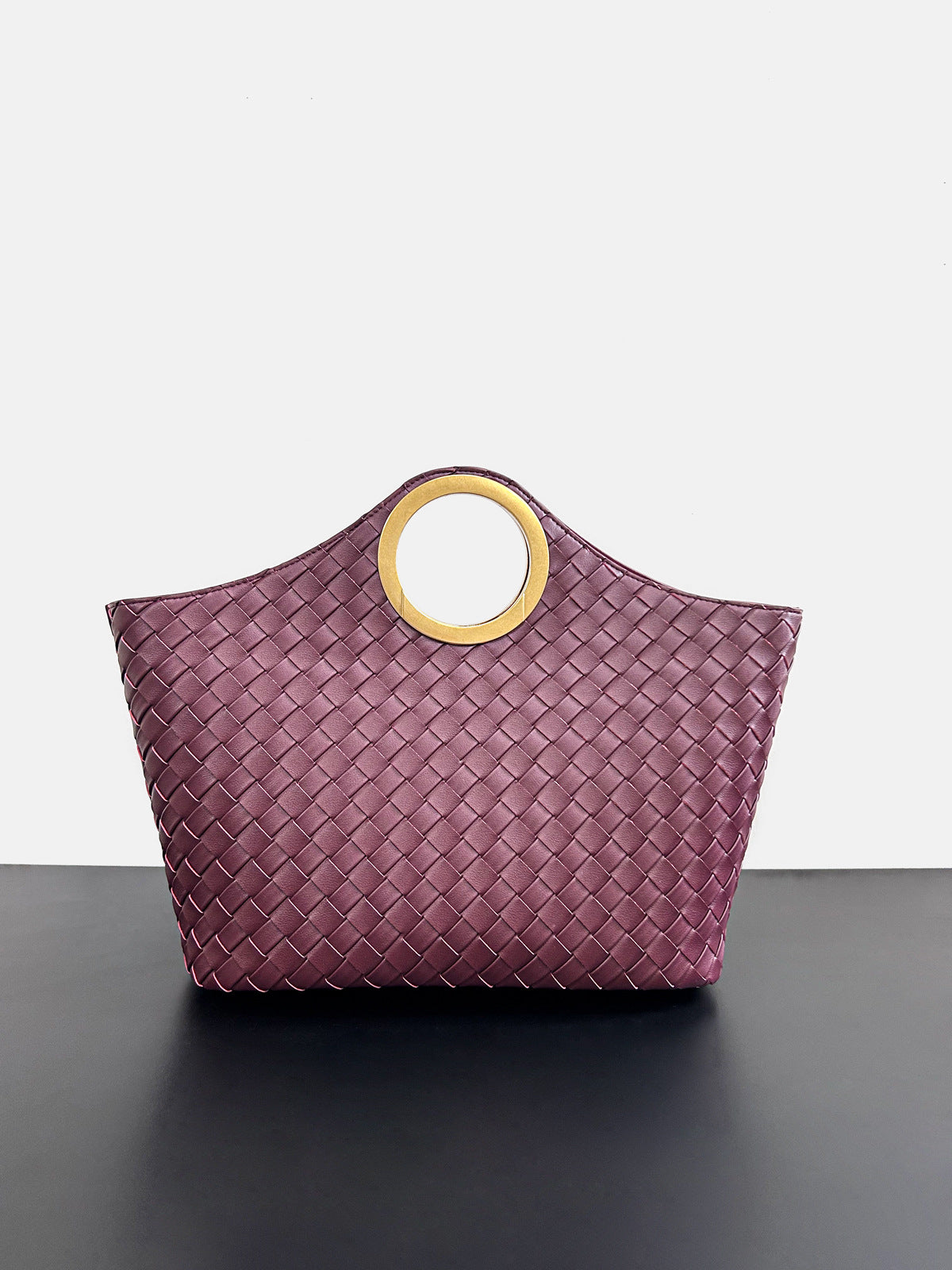 圆环手提包高级感菜篮子水桶包新款牛皮时尚通勤托特包斜挎肩包包