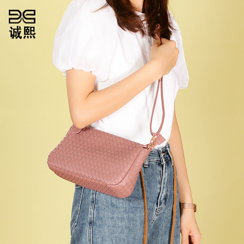 女包2024新款手工编织斜挎单肩包简约时尚腋下包手提包包一件代发
