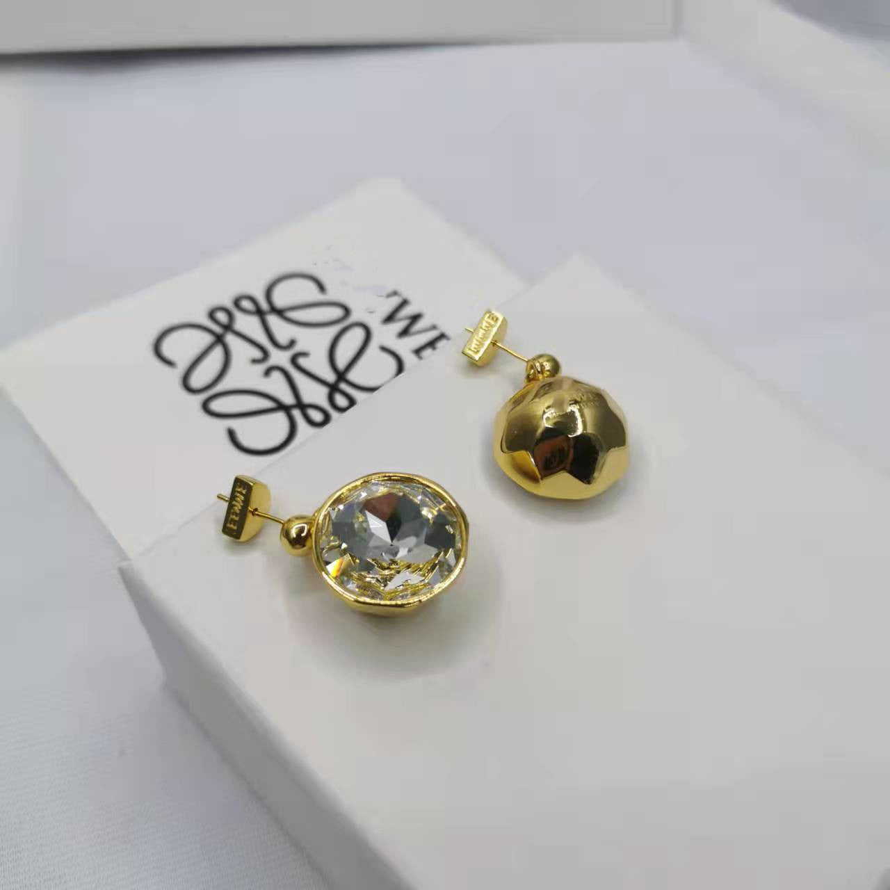 罗家21新款镶钻水晶耳钉女手链项链高级感气质闪钻几何形半圆耳环