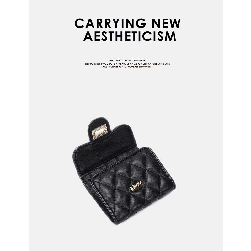 包包女2025新款零钱包包时尚多卡位卡包小香风菱格钱包 一件代发