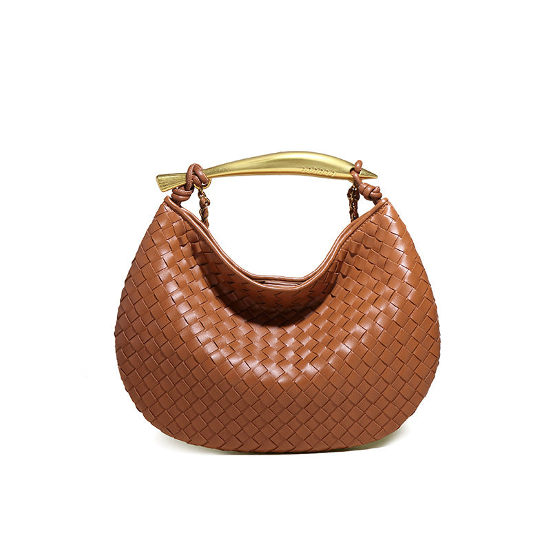 广州工厂直销包包沙丁鱼手工编织复古时尚质感单肩斜挎月牙饺子包