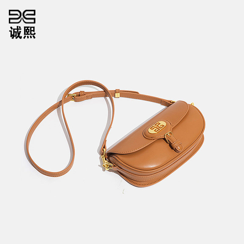 跨境新款时尚马鞍包个性潮流质感新月包复古大容量单肩包斜挎女包