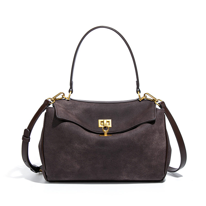 小众百搭磨砂新款凯莉包高级感手提麂皮绒女包个性潮流单肩斜挎包