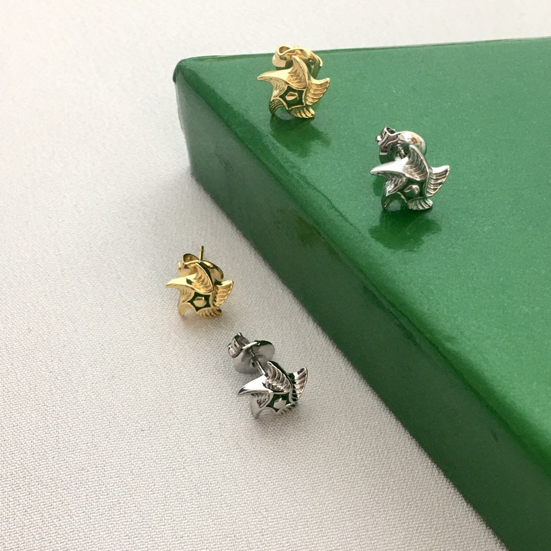 BV风22新款风车珐琅耳钉女高级感气质六芒星旋转小旋风耳环