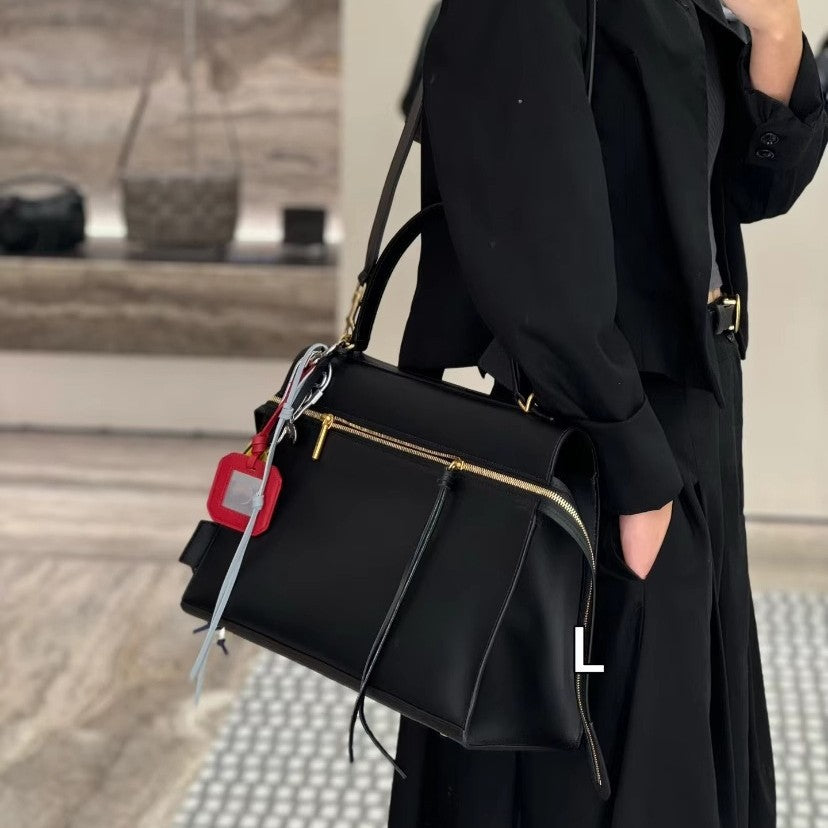 韩版复古R66系列真皮轻奢手提饭盒包单肩斜挎盒子包包女一件代发