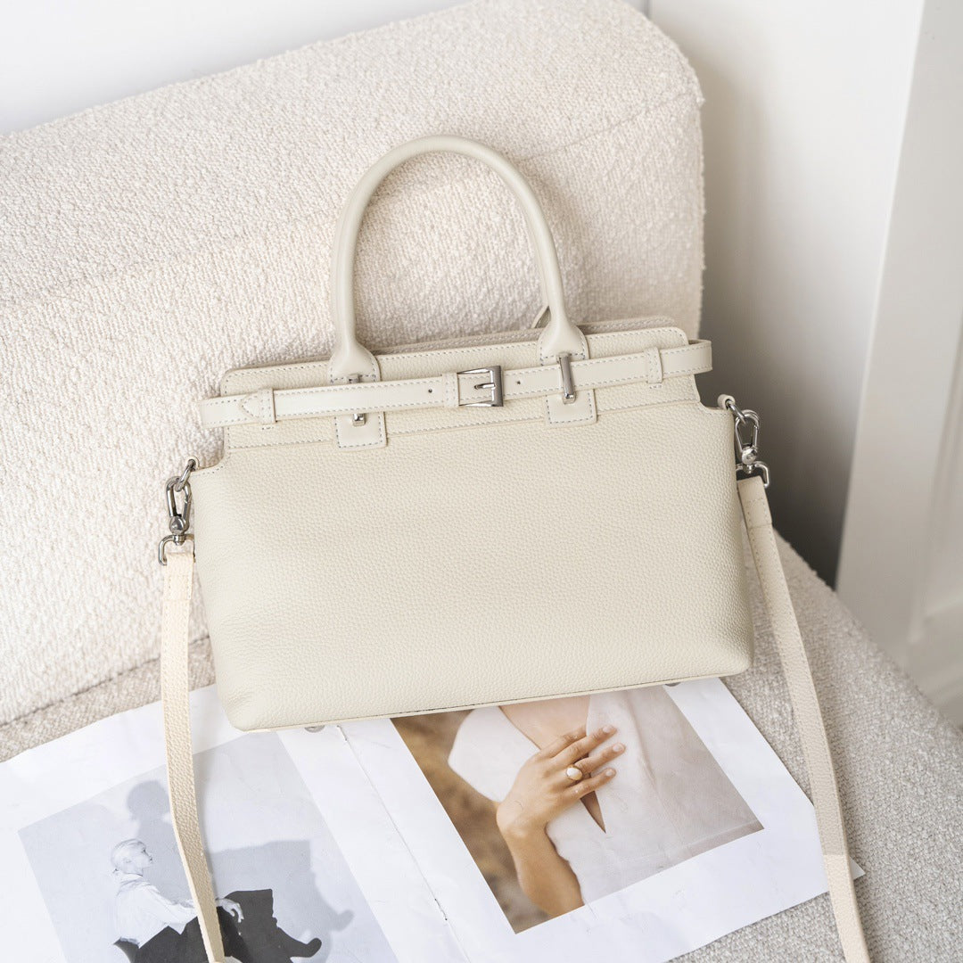 真皮女包韩版时尚百搭头层牛皮女手提单肩实用气质托特包一件代发