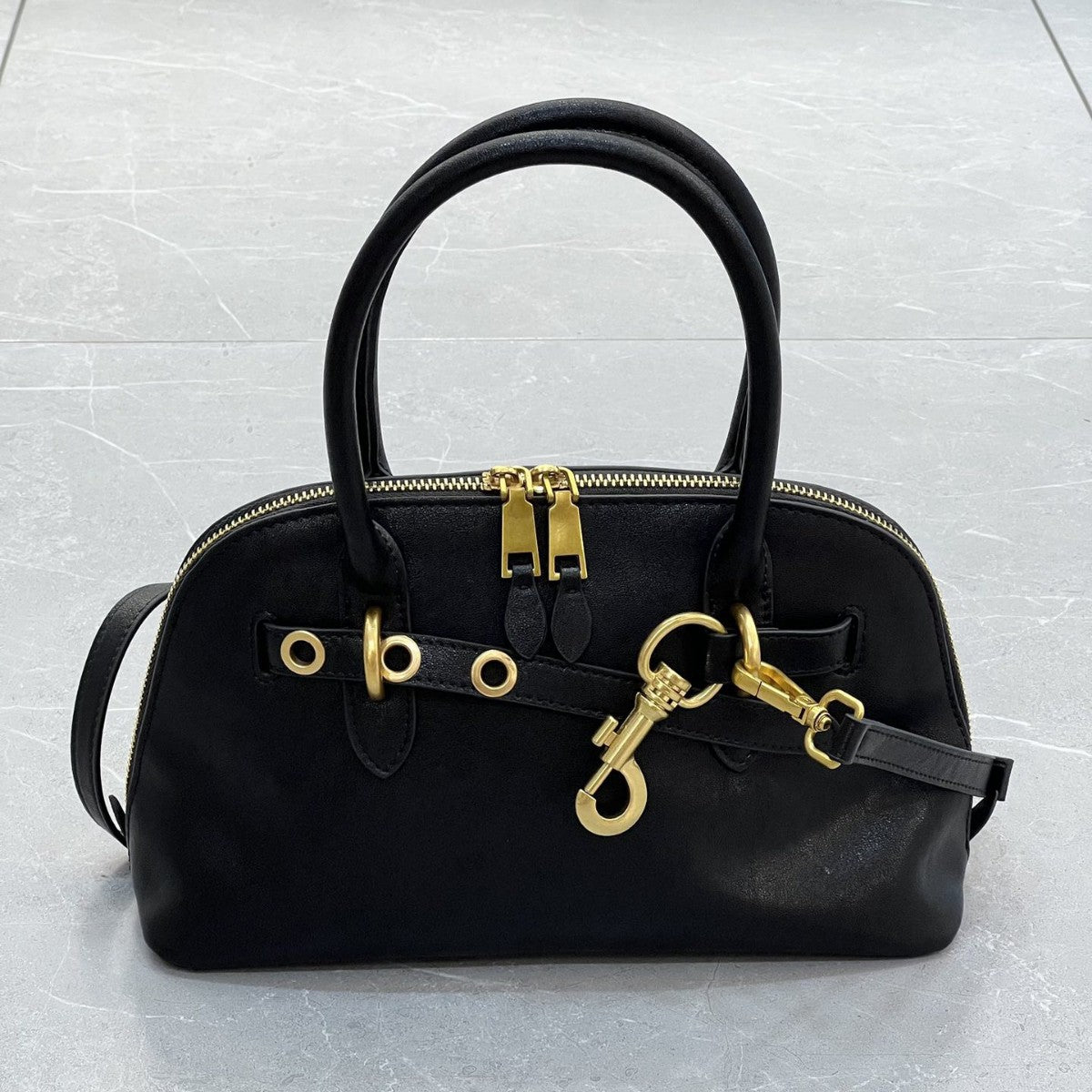 植鞣皮复古贝壳包女手提保龄球包包高级感真牛皮单肩斜挎波士顿包