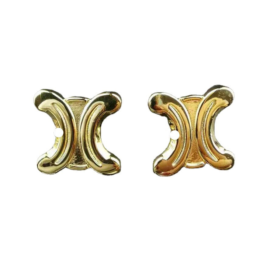 赛家新款欧美凯旋门耳钉女中古款法式复古猪鼻子设计感耳饰品耳环