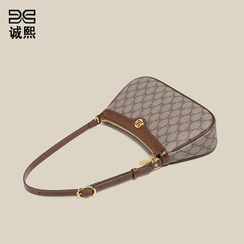 经典复古老花单肩腋下女包港风时尚百搭定制手提包通勤斜挎小方包