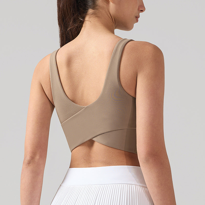 lulu交叉运动内衣女莱卡高弹力防震健身文胸透气速干瑜伽背心bra