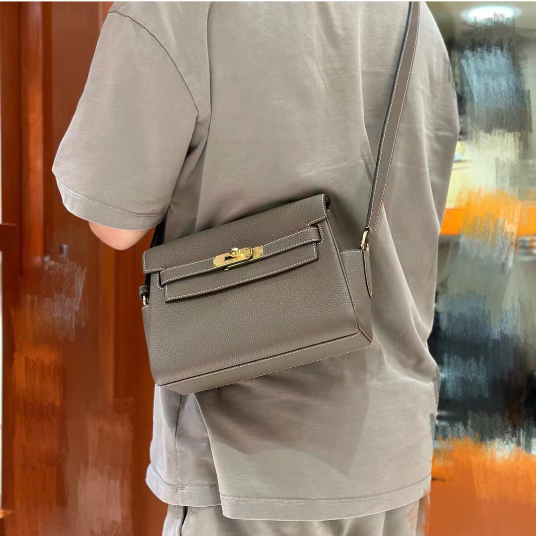 凯丽messenger邮差头层togo牛皮包百搭复古高级感单肩斜挎马鞍包