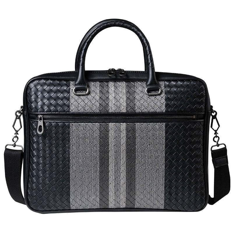 X&BV男包手提包真皮编织男士公文包大牛皮商务休闲单肩斜挎手拎包