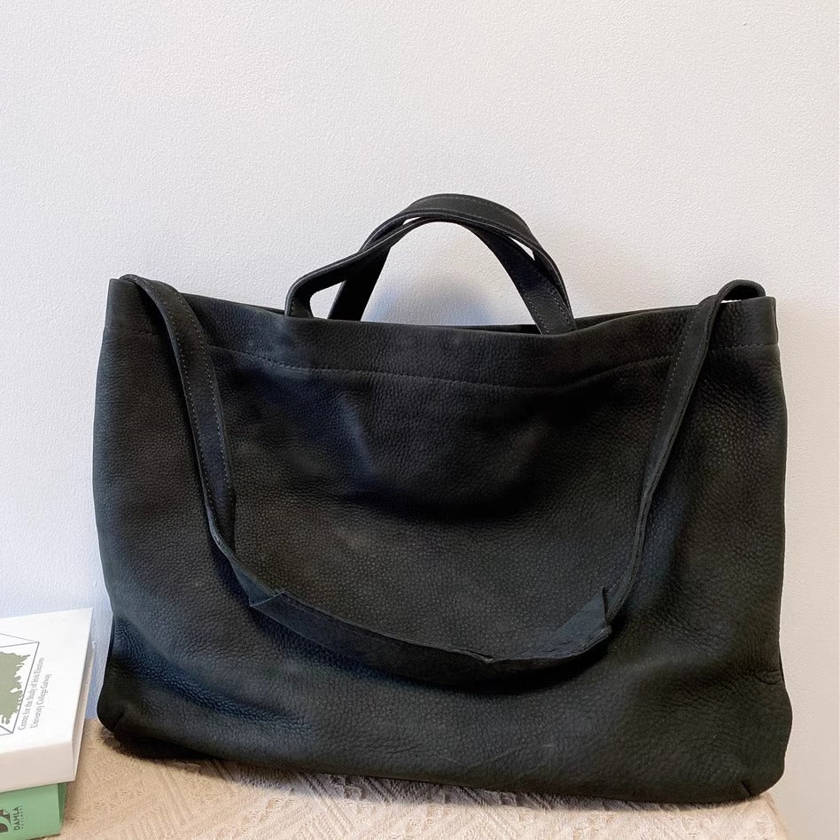 慵懒风头层牛皮大包女托特软皮单肩包女包手提购物袋日系复古直播