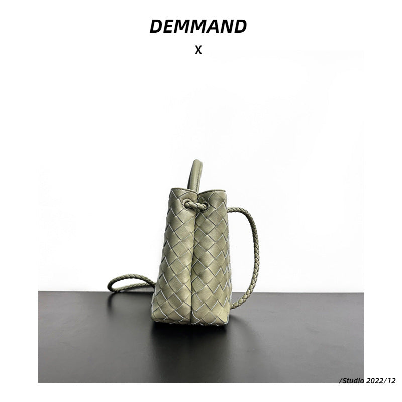 物著小众设计春季新款金属绳扣编织托特包单肩手提大容量复古女包