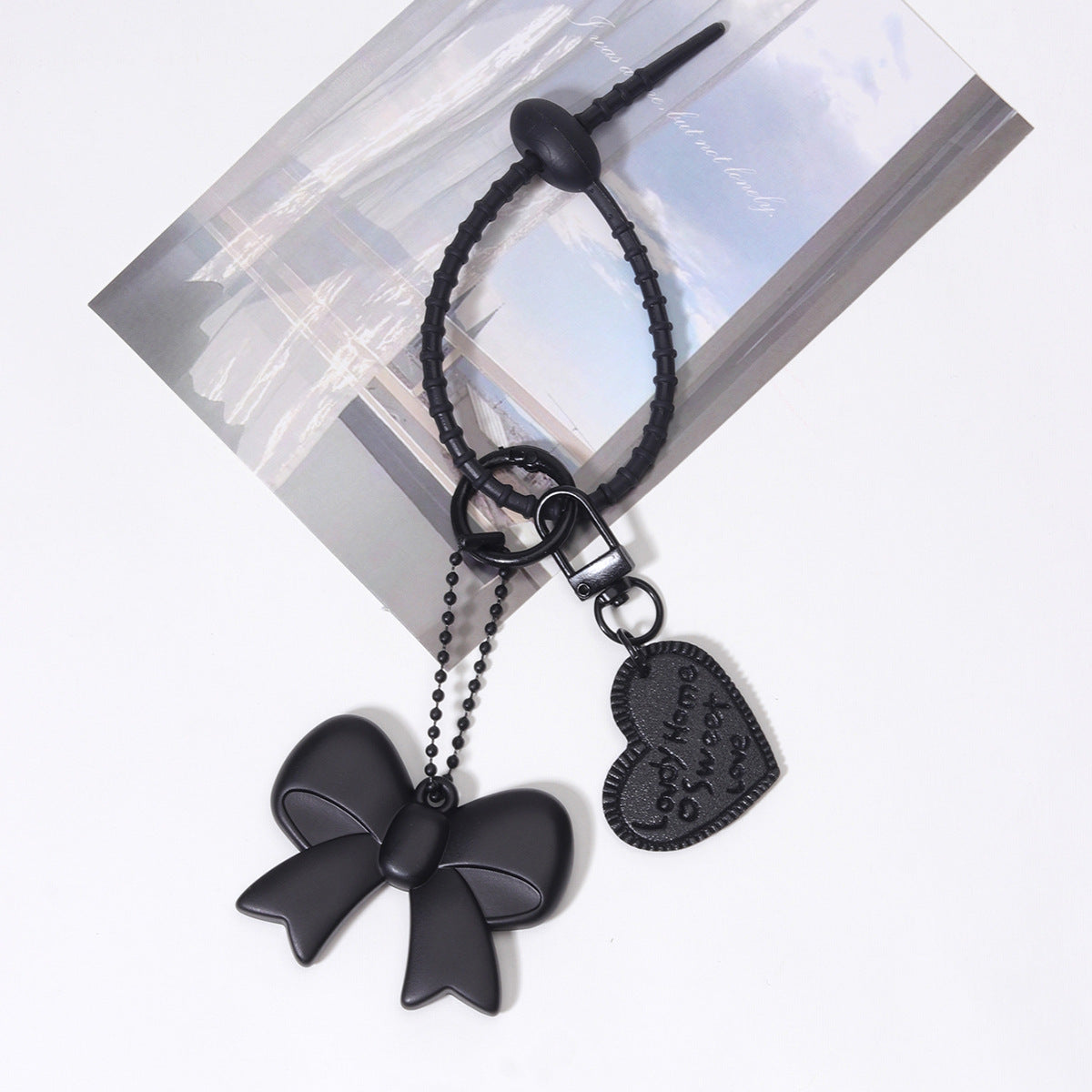 跨境热销磨砂质感亚克力包包挂件杯子挂饰挂件扎带时尚热销桃心