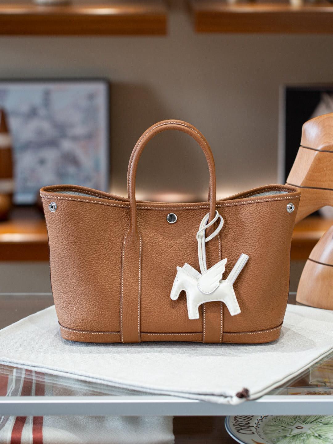 手工蜡线Garden party花园包真皮手提托特包通勤妈咪包购物袋女