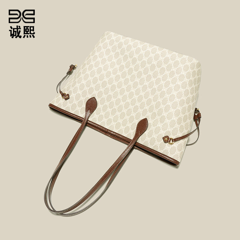 跨境大容量潮流单肩腋下包休闲通勤印花高级感手提女包秋冬托特包