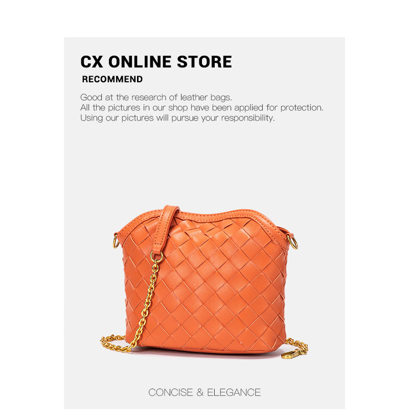 包包女2025新款韩版潮流编织包迷你链条女包女士磁扣单肩包斜跨包