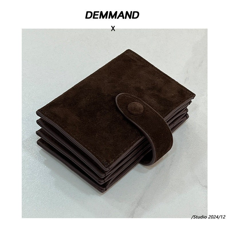 韩国hosa迷你真皮零钱包牛皮信封腰包磨砂麂皮小费包极简风口红包